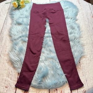 Spiritual Gangster Self Love Cut Out Ribbed Seamless Leggings Burgundy sz XS/S